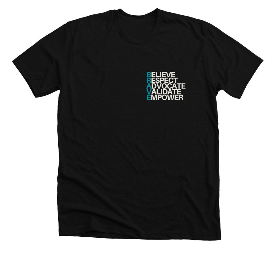 Black T-shirt with the word BRAVE